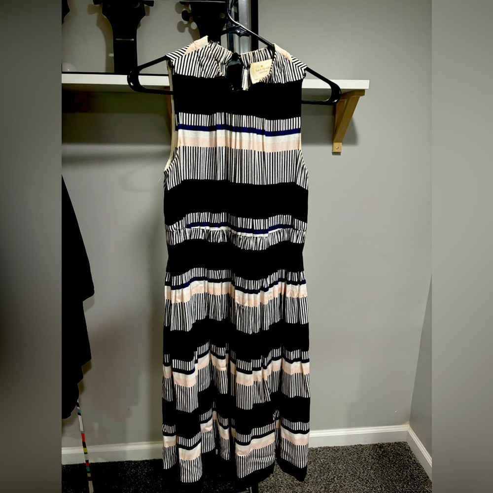 Kate Spade dress - striped black white pink sleeveless dress Size 6.